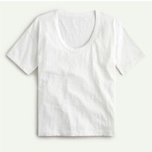 J. Crew Slub cotton scoopneck T-shirt in white AW533 size XXS